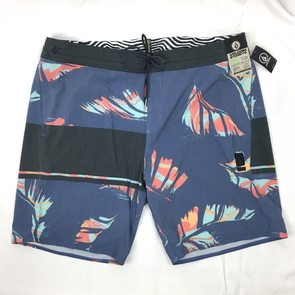 Volcom Size 40 Men 3 Quarta Stoney 19" Swim‎ Trunks Board Shorts Indigo